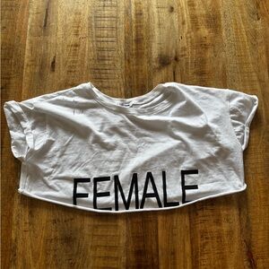FASHION NOVA White Graphic Crop cropped  Top with Bold Text FEMALE NWOT